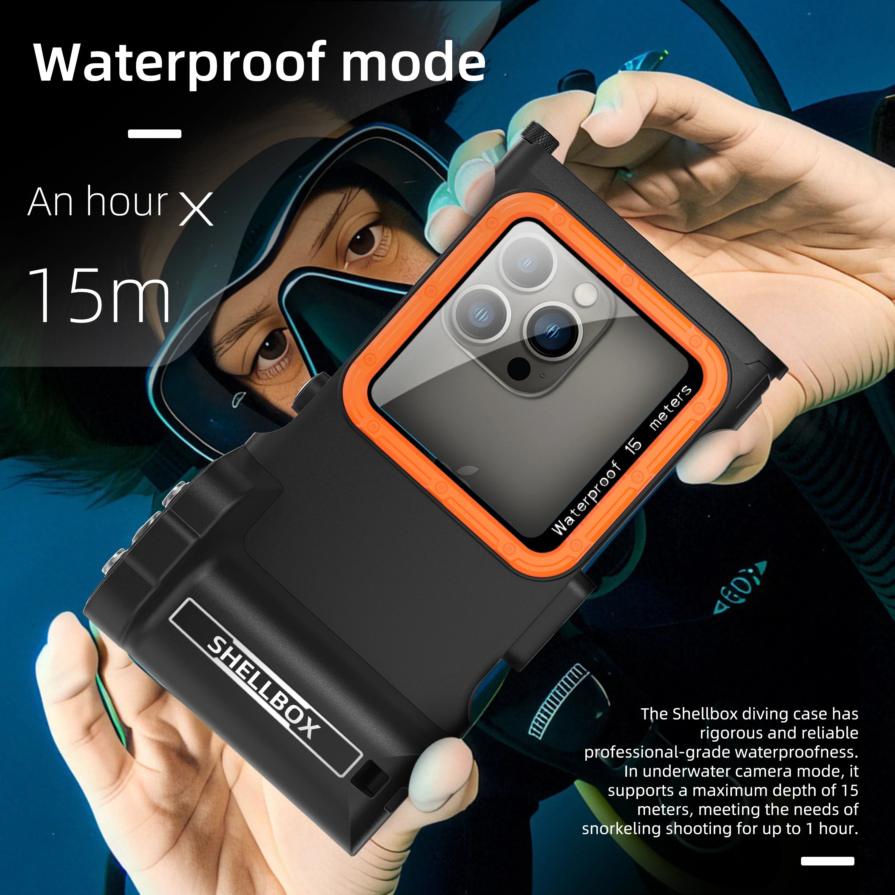 Snewly Upgraded Third-Generation Diving Bluetooth Remote Photography Is Suitable 6.9-Inch Waterproof Diving Phone Cases