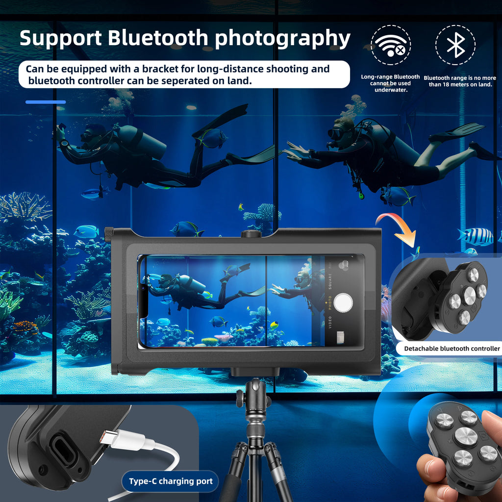 Snewly Upgraded Third-Generation Diving Bluetooth Remote Photography Is Suitable 6.9-Inch Waterproof Diving Phone Cases
